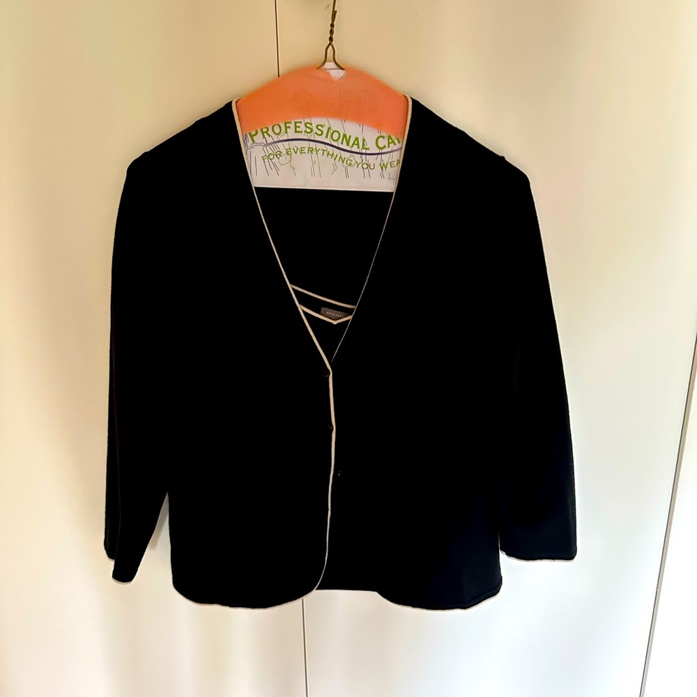 Loft camisole and sweater set black w/white trim.